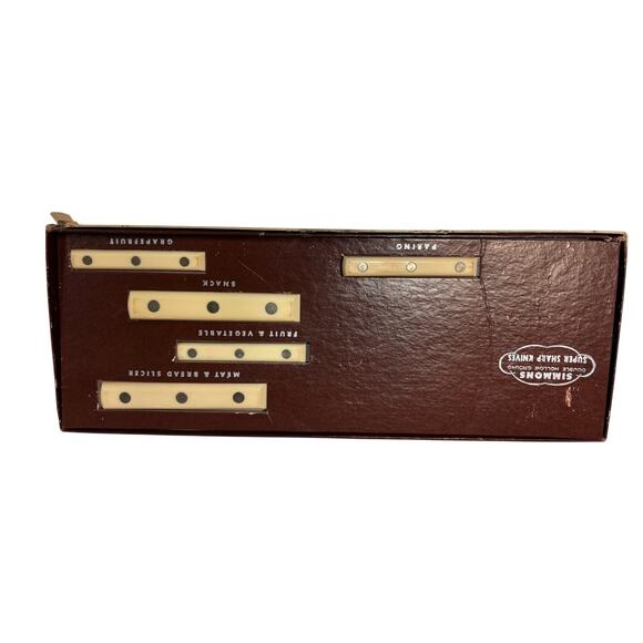 Vintage Simmons Ivory Handle Serrated Utility Knife Set w/ Box Kitchen Lot - Picture 1 of 3